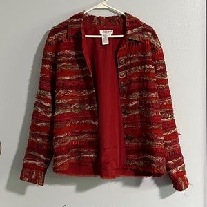 Womens Coldwater Creek Red Patterned Jacket, Size S